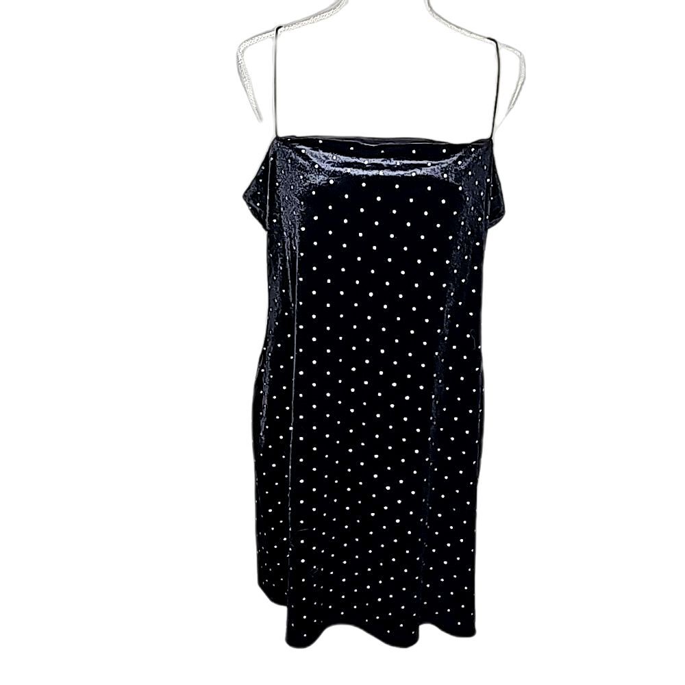 Dress Mini by H & M Velvet style Black with Silver Rhinestones Size XL NWT